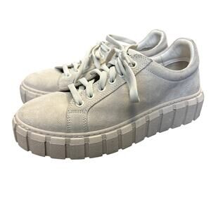 Bueno Talia Suede Chunky Lug Sole Platform Low-Top Sneaker Beige Beach Boho Chic